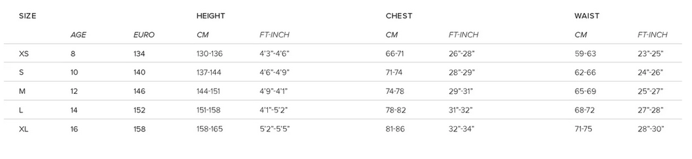 MYSTIC JUNIOR WETSUIT 24 0 Size Chart